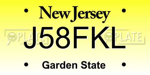 J58FKL New Jersey License Plate