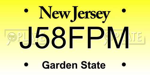 J58FPM New Jersey License Plate
