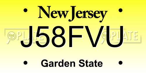 J58FVU New Jersey License Plate