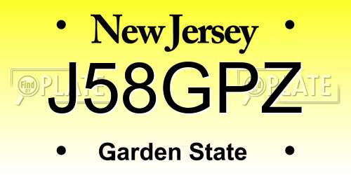 J58GPZ New Jersey License Plate