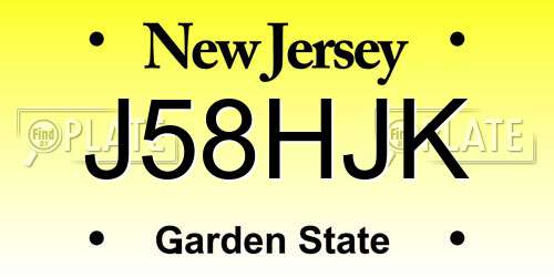 J58HJK New Jersey License Plate