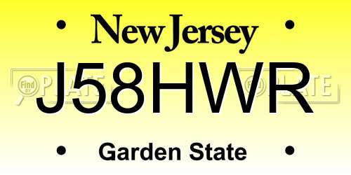 J58HWR New Jersey License Plate