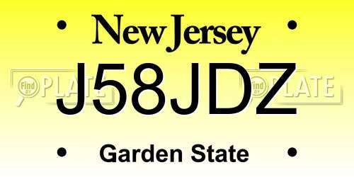 J58JDZ New Jersey License Plate