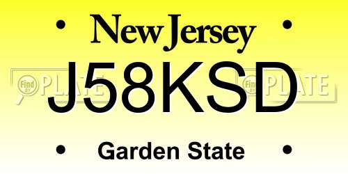 J58KSD New Jersey License Plate