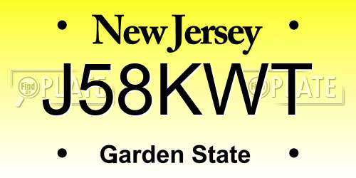 J58KWT New Jersey License Plate