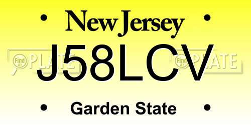 J58LCV New Jersey License Plate