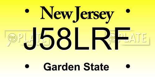 J58LRF New Jersey License Plate