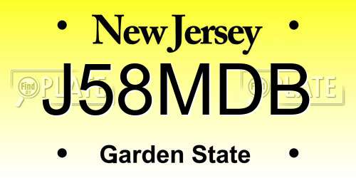 J58MDB New Jersey License Plate
