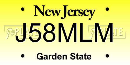 J58MLM New Jersey License Plate