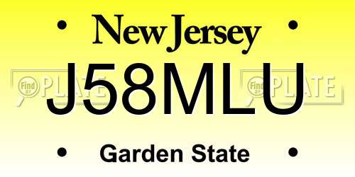 J58MLU New Jersey License Plate