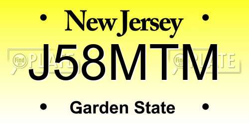 J58MTM New Jersey License Plate