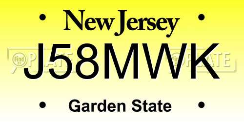 J58MWK New Jersey License Plate