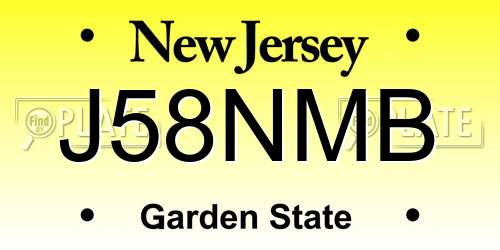 J58NMB New Jersey License Plate