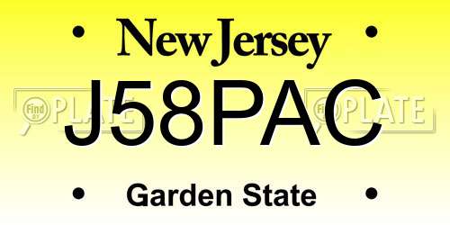 J58PAC New Jersey License Plate