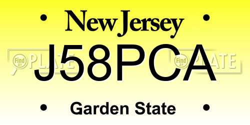J58PCA New Jersey License Plate