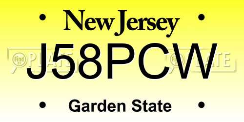 J58PCW New Jersey License Plate
