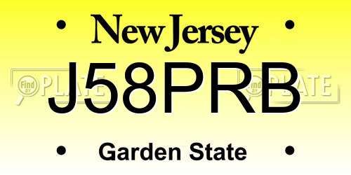 J58PRB New Jersey License Plate