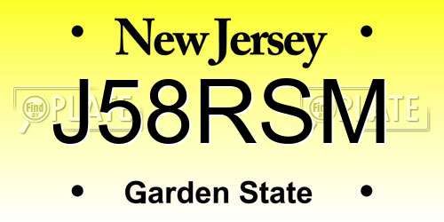 J58RSM New Jersey License Plate