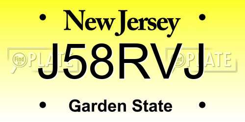 J58RVJ New Jersey License Plate