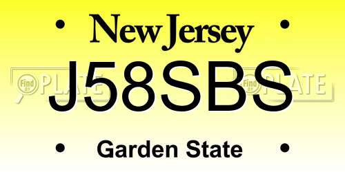J58SBS New Jersey License Plate