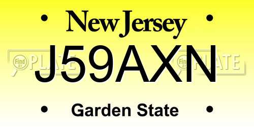 J59AXN New Jersey License Plate