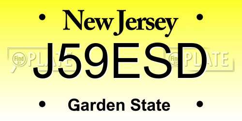J59ESD New Jersey License Plate