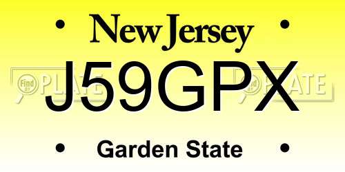 J59GPX New Jersey License Plate
