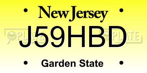 J59HBD New Jersey License Plate