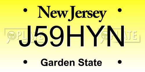 J59HYN New Jersey License Plate