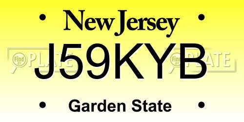 J59KYB New Jersey License Plate
