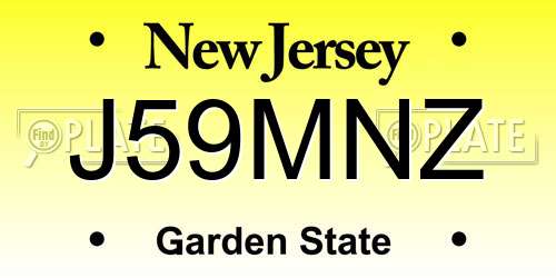 J59MNZ New Jersey License Plate