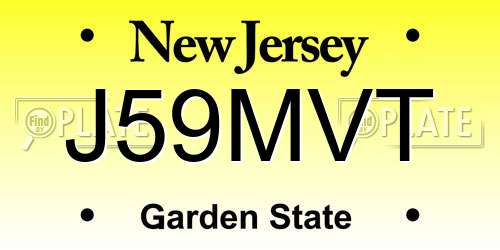 J59MVT New Jersey License Plate