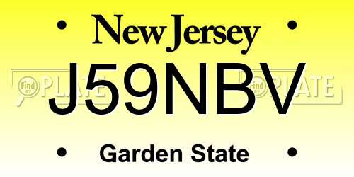 J59NBV New Jersey License Plate