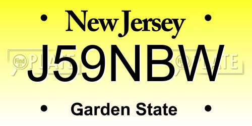 J59NBW New Jersey License Plate