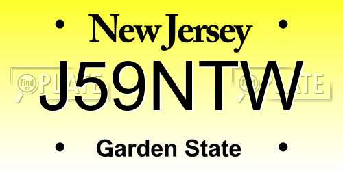 J59NTW New Jersey License Plate