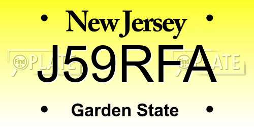 J59RFA New Jersey License Plate