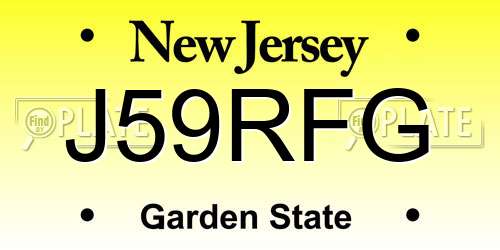 J59RFG New Jersey License Plate