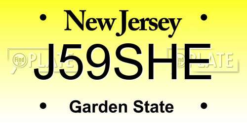 J59SHE New Jersey License Plate