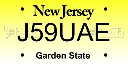 J59UAE New Jersey License Plate