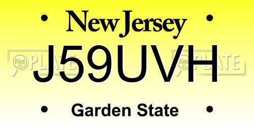 J59UVH New Jersey License Plate