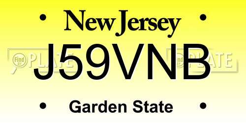 J59VNB New Jersey License Plate