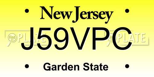 J59VPC New Jersey License Plate