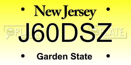 J60DSZ New Jersey License Plate