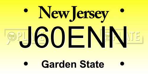 J60ENN New Jersey License Plate