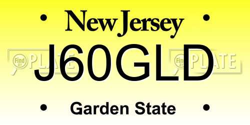 J60GLD New Jersey License Plate
