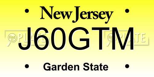 J60GTM New Jersey License Plate