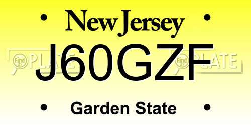 J60GZF New Jersey License Plate