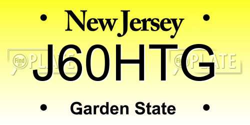 J60HTG New Jersey License Plate