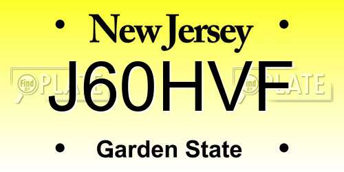 J60HVF New Jersey License Plate