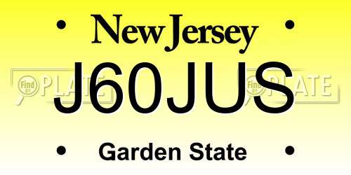 J60JUS New Jersey License Plate